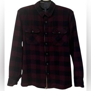 Roots Burgundy and Black Checkered Button Down Shirt